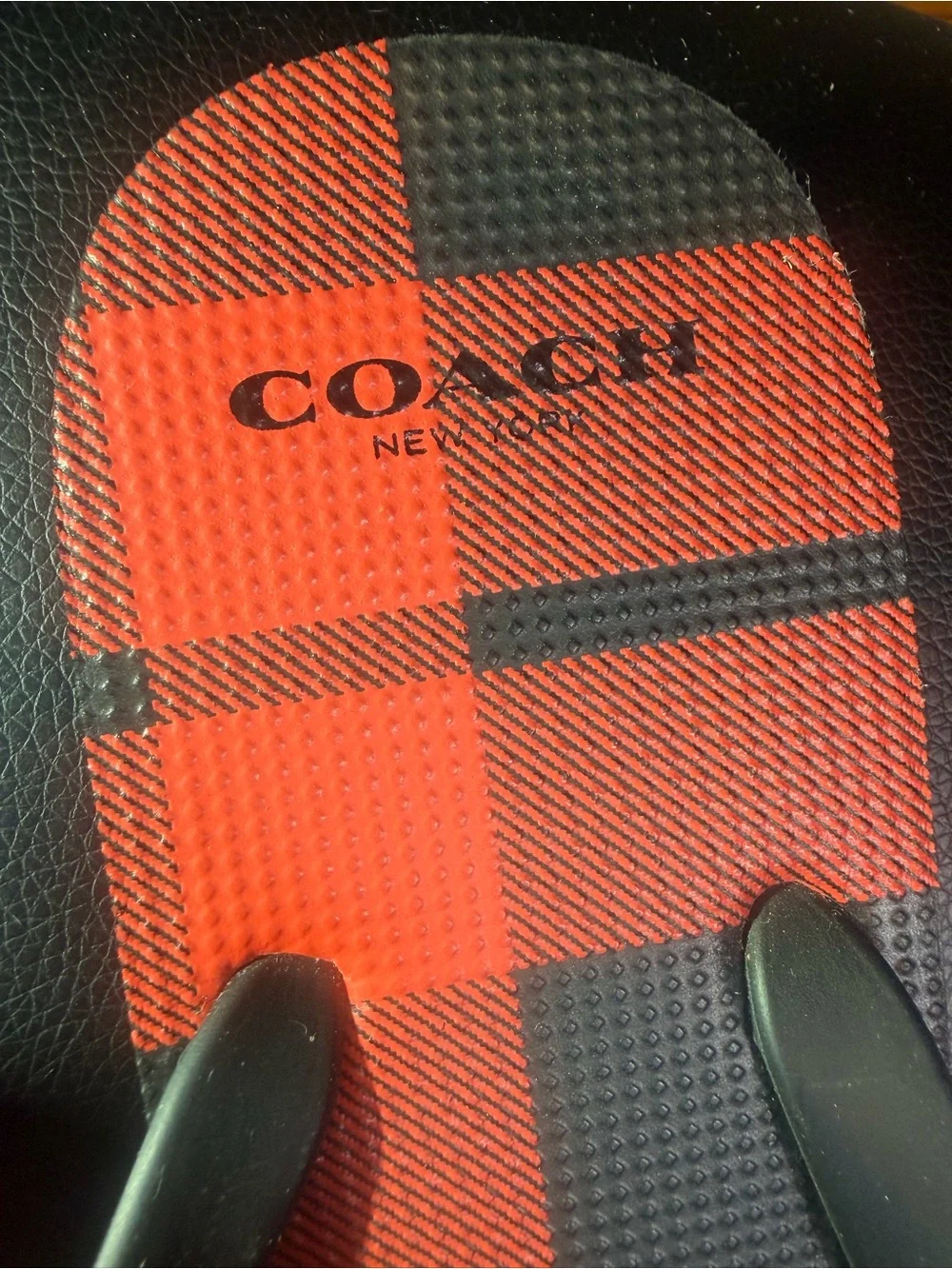 Coach Red Plaid Flip Flops Sz 7/8